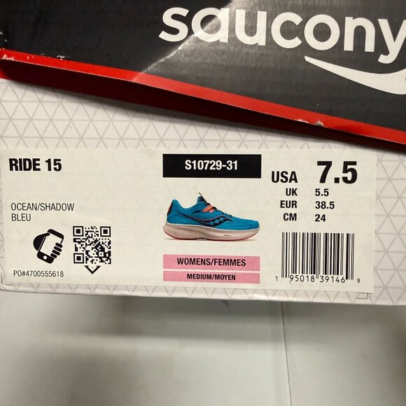 Saucony Ride 15 Women's Shoes Ocean ShadowSize 7.5 - Picture 9 of 10